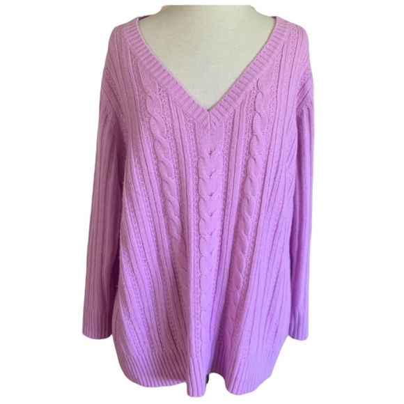 AVENUE 18/20 Pink Plus Size V neck sweater - Picture 1 of 14